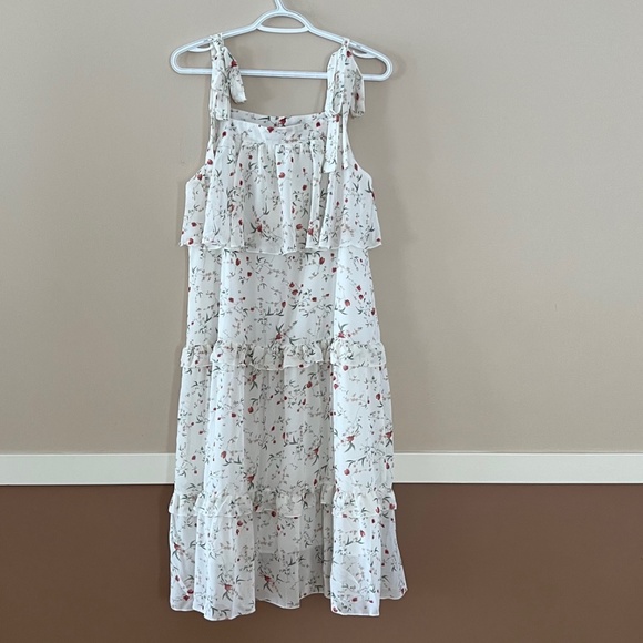 NWT White Summer Dress with Flowers Size Large to XL - Picture 2 of 7